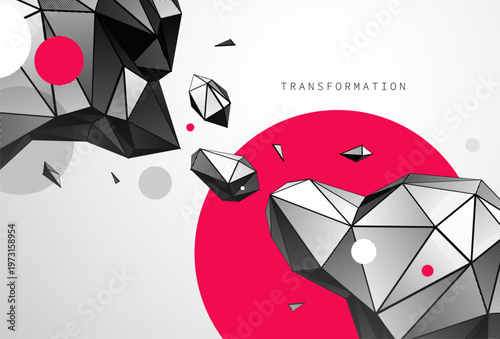 Disruptive transformation, tension, energy, conflict and breakthrough moments in fragmented geometric structures.