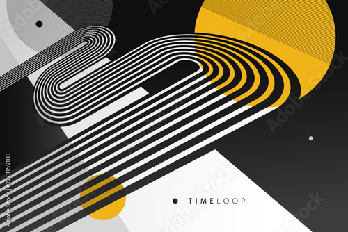 Abstract composition expressing energy, impulse and forward movement through flowing lines and rhythmic elements, creating a sense of power, speed and active transformation.