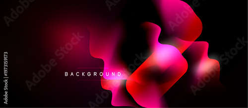 Abstract fluid shapes, vibrant pinks, reds, black background. Modern design element, smooth gradients, dynamic composition.