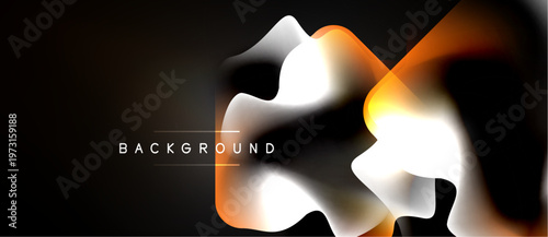 Abstract fluid shapes, orange, white hues over dark background. Modern design element for digital projects.