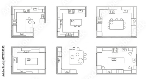 Architectural Floor Plans - Diverse Layouts and Spatial Arrangements.