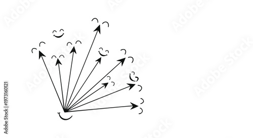 Abstract concept of spreading ideas or positive energy outwards