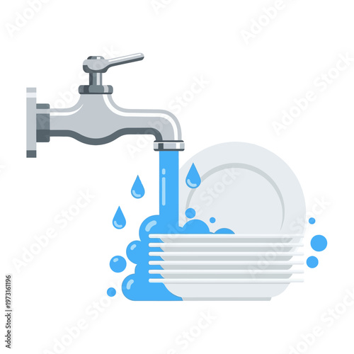 Washing Dishes Under Running Water