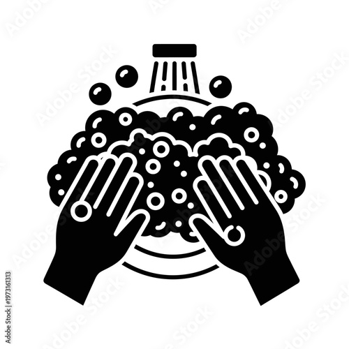 Washing Hands with Soap and Bubbles Icon