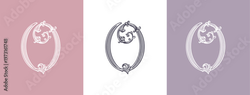 Elegant letter O logo monogram in vintage ornamental style. Versatile logotype for personal branding, business identity, premium design and wedding use.