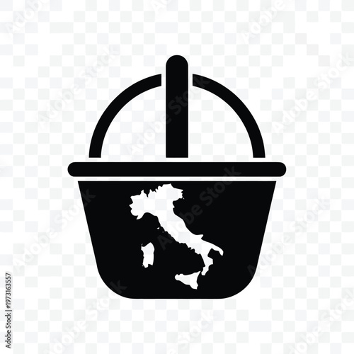 Italian Shopping Cart: A sleek, minimalistic shopping cart design, featuring a detailed map outline of Italy, suggesting a focus on Italian products or a nod to the country's culture.