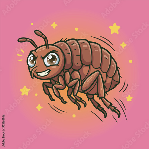 Mischievous Cartoon Flea Jumping