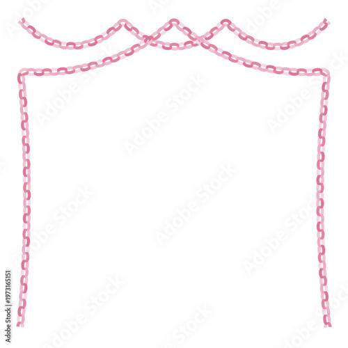 ピンクの輪つなぎフレーム／ベビーシャワー・誕生日向けペーパーチェーン装飾・SNSデザインベクター
Pink paper chain frame vector, baby shower and birthday garland border for social media design