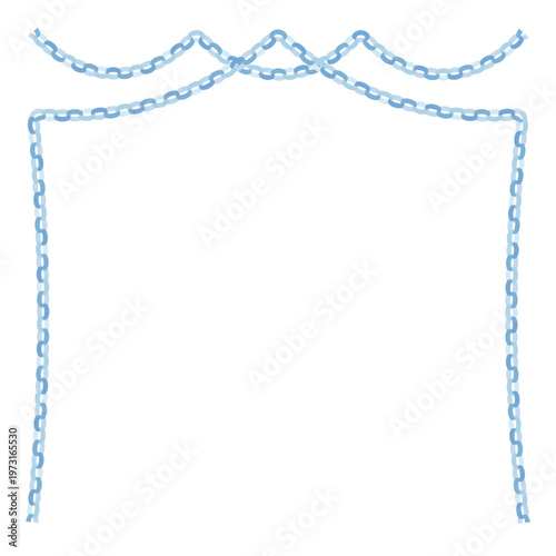 水色の輪つなぎフレーム／ベビーシャワー・誕生日向けペーパーチェーン装飾・SNSデザインベクター
Light blue paper chain frame vector, baby shower and birthday garland border for social media design