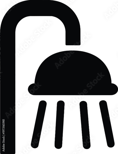 Shower head icon with water spray for bathroom hardware and hygiene or plumbing service vector graphic