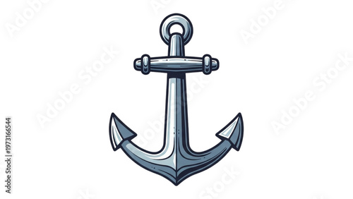 A detailed illustration of a large metal anchor on white background