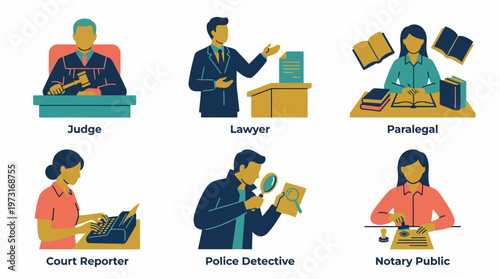 A group of legal professionals working together in a courtroom setting