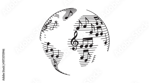 Music Education Vector Concept Human Head Profile Formed by Musical Notes for Psychology of Creativity and Brain Intelligence Visuals