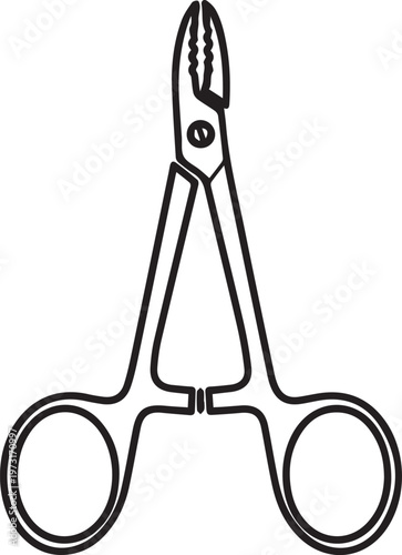 Black outlined icon of forceps