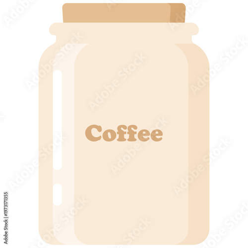 コーヒー豆を入れる容器、調理器具の独立した白背景のイラスト素材