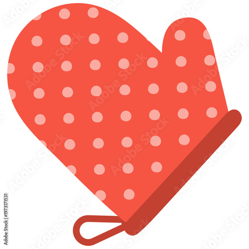 赤いミトン、鍋つかみ、調理器具の独立した白背景のイラスト素材