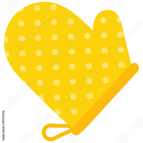 黄色いミトン、鍋つかみ、調理器具の独立した白背景のイラスト素材