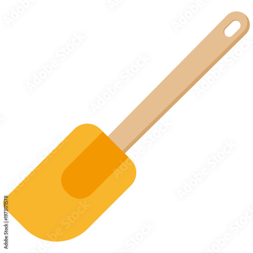 料理用のゴムベラ、調理器具の独立した白背景のイラスト素材