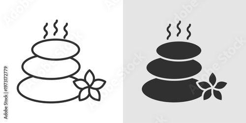 Hot Stone Therapy Icon representing relaxation, massage, and spa wellness treatment.