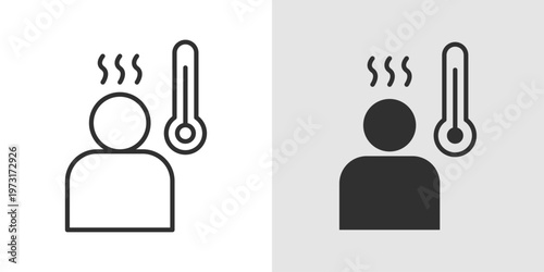 Fever Icon representing high temperature, illness, and health conditions.