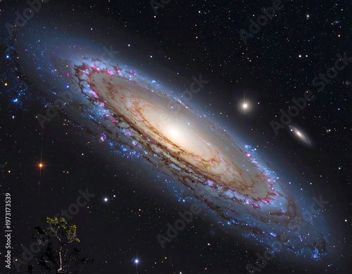 A spiral galaxy in the vastness of space with stars