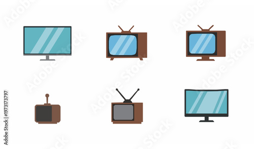 Modern and retro TV icon set smart television and vintage TV vector isolated on white