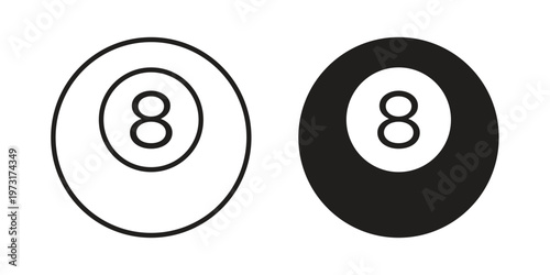 Pool 8 ball icon linear vector outline, symbol logo design style