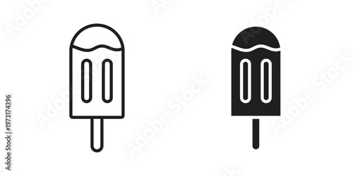 Popsicle icon linear vector outline, symbol logo design style
