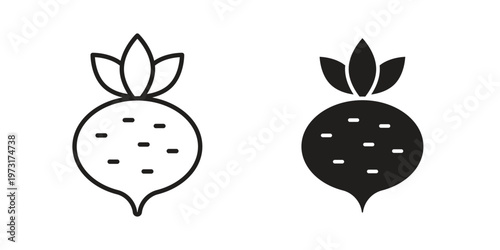 Radish icon linear vector outline, symbol logo design style