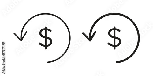 Refund icon linear vector outline, symbol logo design style