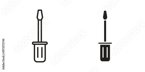 Screwdriver icon linear vector outline, symbol logo design style