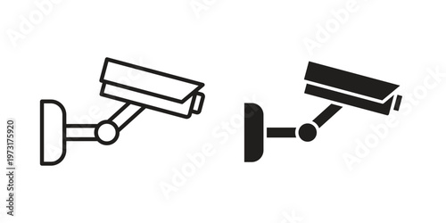 Security camera icon linear vector outline, symbol logo design style