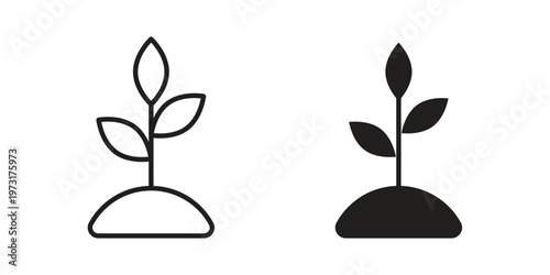 Seedling icon linear vector outline, symbol logo design style