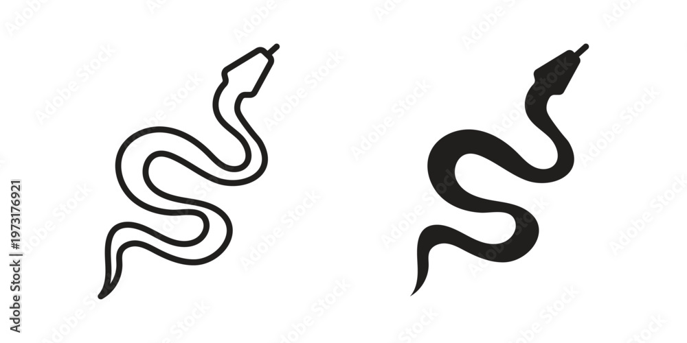 Fototapeta premium Snake icon linear vector outline, symbol logo design style