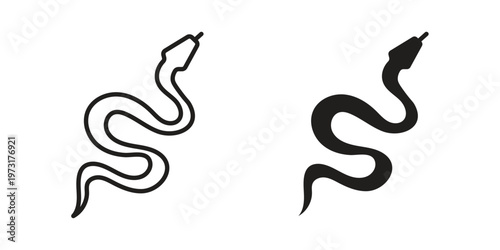 Snake icon linear vector outline, symbol logo design style