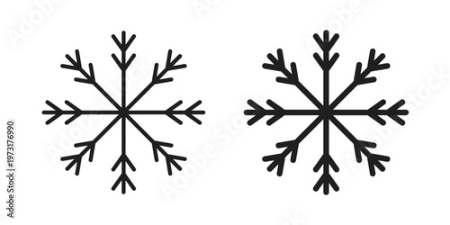 Snowflake droplets icon linear vector outline, symbol logo design style