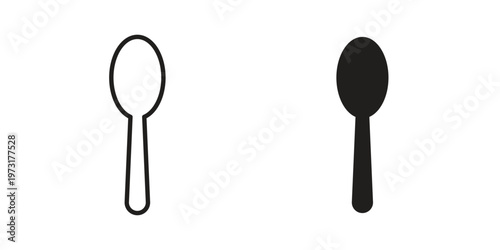 Spoon icon linear vector outline, symbol logo design style