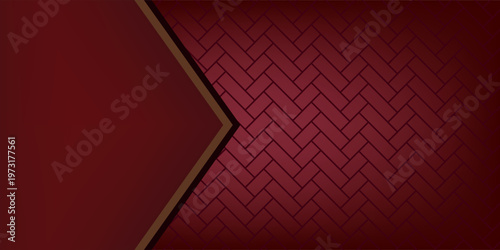 Abstract Luxury Red and Black Background with Elegant Gold Chevron Lines and Geometric Parquet Texture, Modern Premium Layered Backdrop for Corporate Presentation and Brand Launch