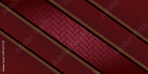 Abstract Luxury Red and Black Background with Elegant Gold Chevron Lines and Geometric Parquet Texture, Modern Premium Layered Backdrop for Corporate Presentation and Brand Launch