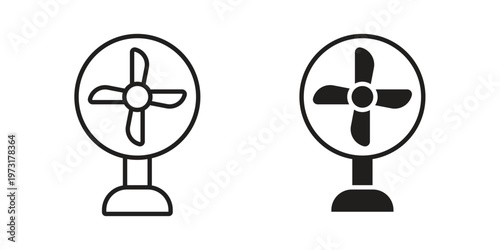 Table Fan icon linear vector outline, symbol logo design style