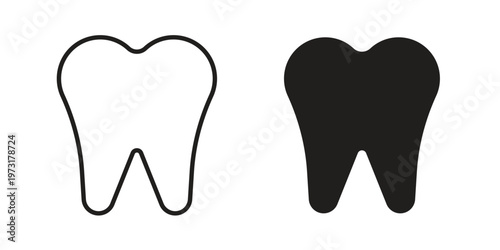 Teeth icon linear vector outline, symbol logo design style