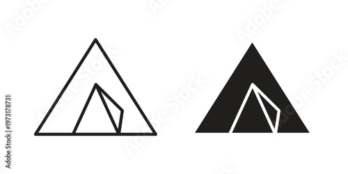 Tent icon linear vector outline, symbol logo design style