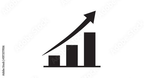 Bar Chart Growth Icon with Upward Arrow Representing Financial Success