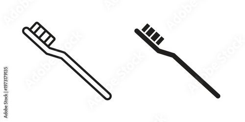 Toothbrush icon linear vector outline, symbol logo design style
