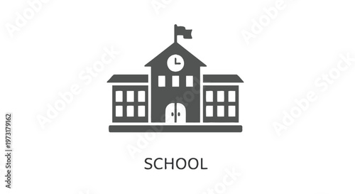 Simple vector graphic illustration of a school building icon for your educational web and print design