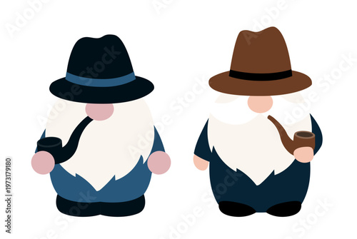 Set of cute Father’s Day Gnome Flat Vector Illustration.
Father's Day gnome holding a pipe.
Adorable Dad Gnome Character Cartoon Clipart.
Transparent background. SVG.