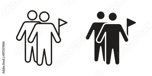 Tour guide people icon linear vector outline, symbol logo design style