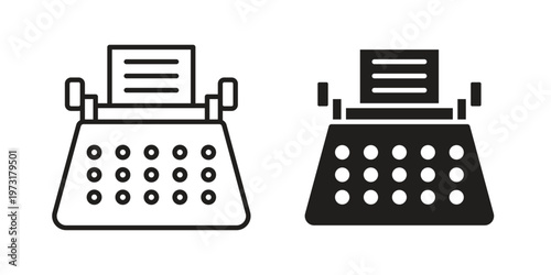 Typewriter icon linear vector outline, symbol logo design style