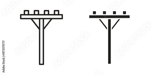 Utility pole icon linear vector outline, symbol logo design style