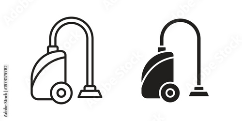Vacuum cleaner icon linear vector outline, symbol logo design style